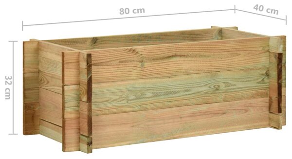 Impregnált fenyőfa emelt kerti zöldségágyás 80 cm