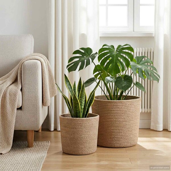 VidaXL Növényi Cserép Készlet 2 pcs Természetes Ø 28 x 28 cm