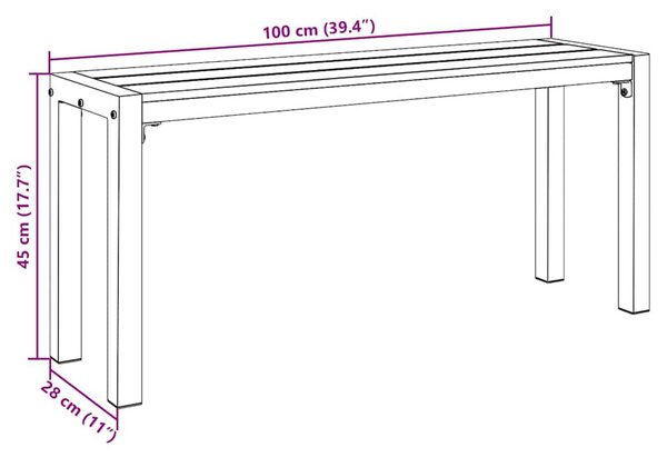 VidaXL Kerti pad Fekete 100 x 28 x 45 cm Acél