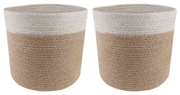 VidaXL Növényi Cserép Készlet 2 pcs Természetes és Fehér Ø 21 x 21 cm