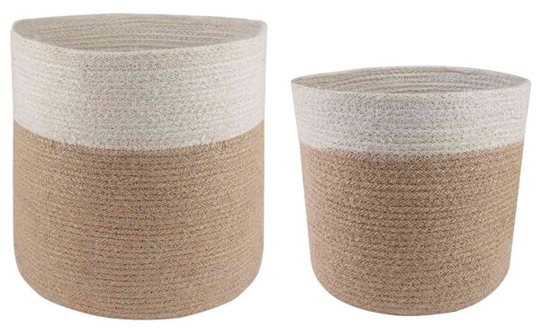 VidaXL Növényi Cserép Készlet 2 pcs Természetes és Fehér Ø 28 x 28 cm