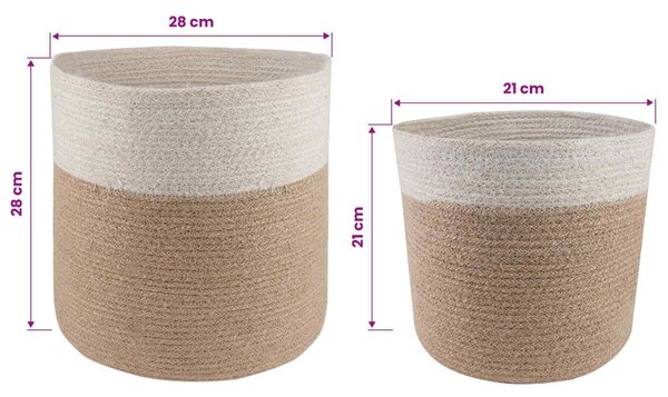 VidaXL Növényi Cserép Készlet 2 pcs Természetes és Fehér Ø 28 x 28 cm