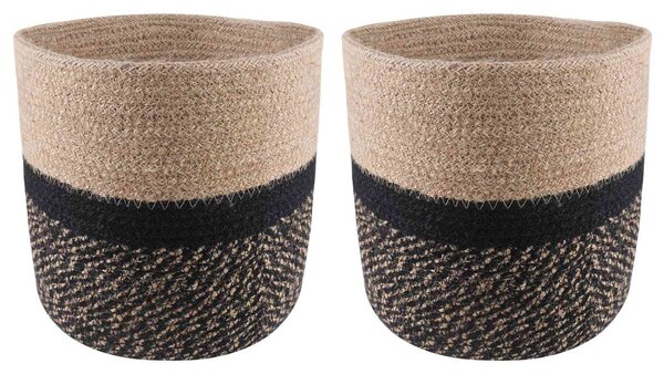 Növényi Cserép Készlet 2 pcs Természetes és Fekete Ø 21 x 21 cm