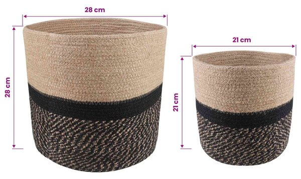 Növényi Cserép Készlet 2 pcs Természetes és Fekete Ø 28 x 28 cm