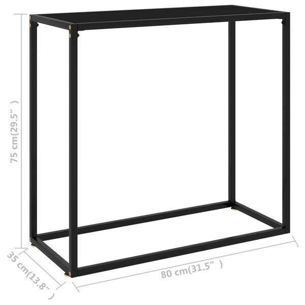Fekete edzett üveg tálalóasztal 80 x 35 x 75 cm