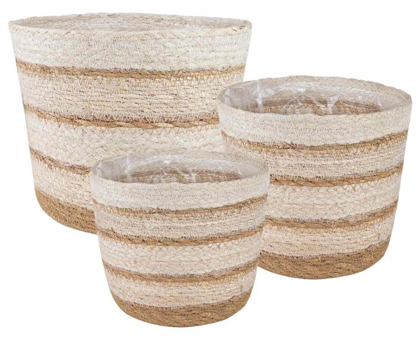 VidaXL Tengeri fű növénytartók 3 pcs Természetes, Fehér és Bézs