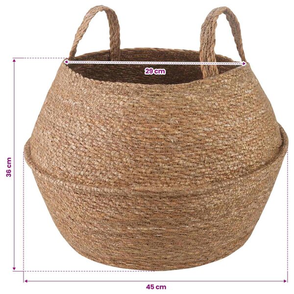 VidaXL Kézi növényedény Természetes Ø 45 x 36 cm 100% Tengeri fű