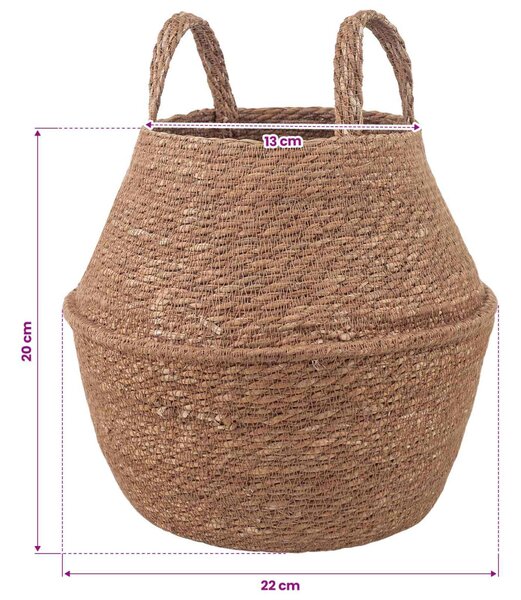 VidaXL Kézi növényedény Természetes Ø 22 x 20 cm 100% Tengeri fű