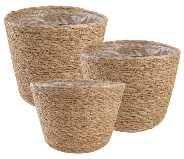 VidaXL Tengeri fű növénytartók 3 pcs Természetes Ø26 x 19 cm