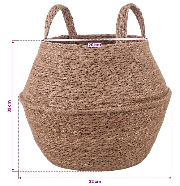 VidaXL Kézi növényedény Természetes Ø 32 x 32 cm 100% Tengeri fű