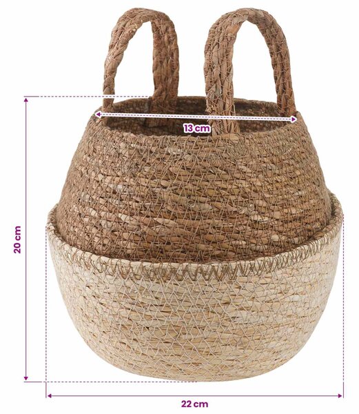 VidaXL Kézi növényedény Fehér Ø 22 x 20 cm 100% Tengeri fű