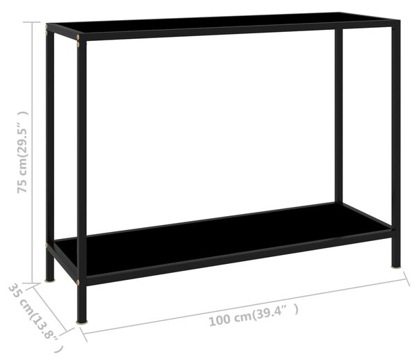 Fekete edzett üveg tálalóasztal 100 x 35 x 75 cm