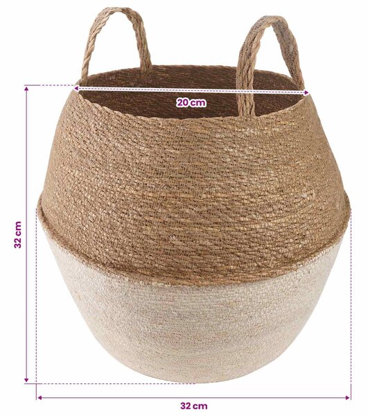 VidaXL Kézi növényedény 2 pcs Fehér Ø 32 x 32 cm 100% Tengeri fű