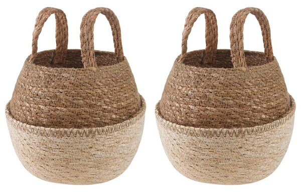 VidaXL Kézi növényedény 2 pcs Fehér Ø 22 x 20 cm 100% Tengeri fű