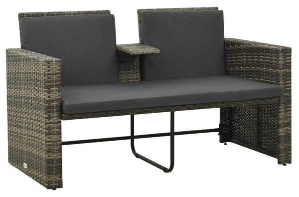 3 részes szürke polyrattan kerti ülőgarnitúra párnákkal