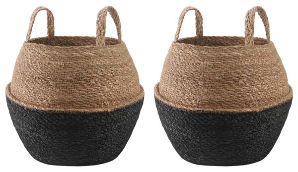 Kézi növényedény 2 pcs Fekete Ø 32 x 32 cm 100% Tengeri fű
