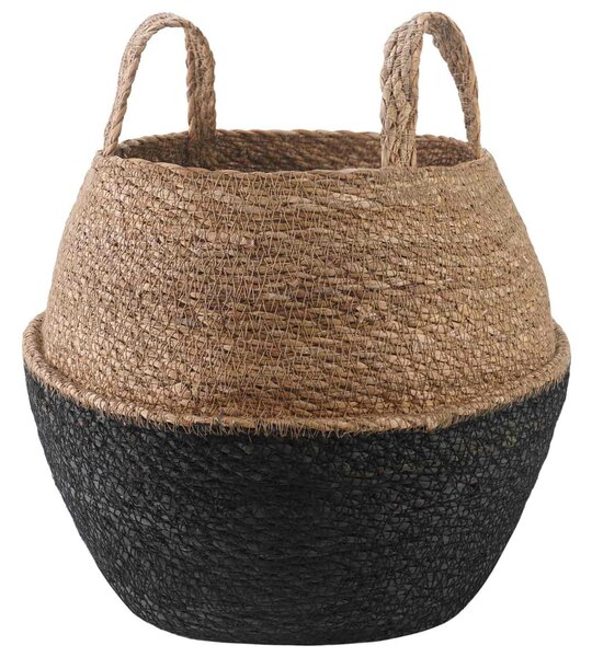 VidaXL Kézi növényedény Fekete Ø 32 x 32 cm 100% Tengeri fű