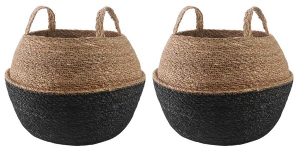 Kézi növényedény 2 pcs Fekete Ø 45 x 36 cm 100% Tengeri fű