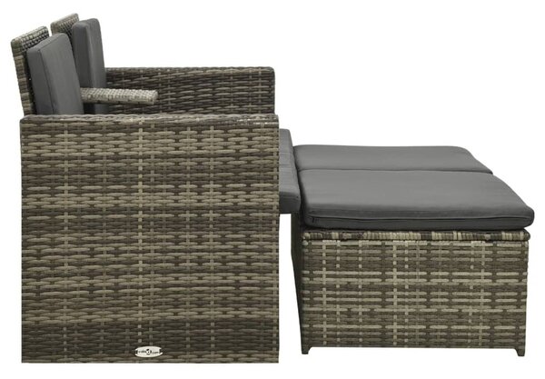 3 részes szürke polyrattan kerti ülőgarnitúra párnákkal