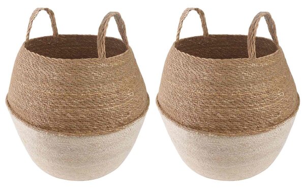 VidaXL Kézi növényedény 2 pcs Fehér Ø 32 x 32 cm 100% Tengeri fű