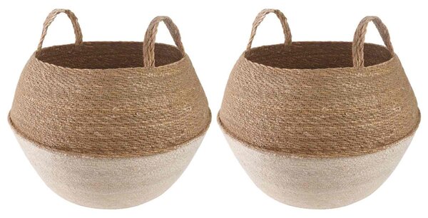 VidaXL Kézi növényedény 2 pcs Fehér Ø 45 x 36 cm 100% Tengeri fű