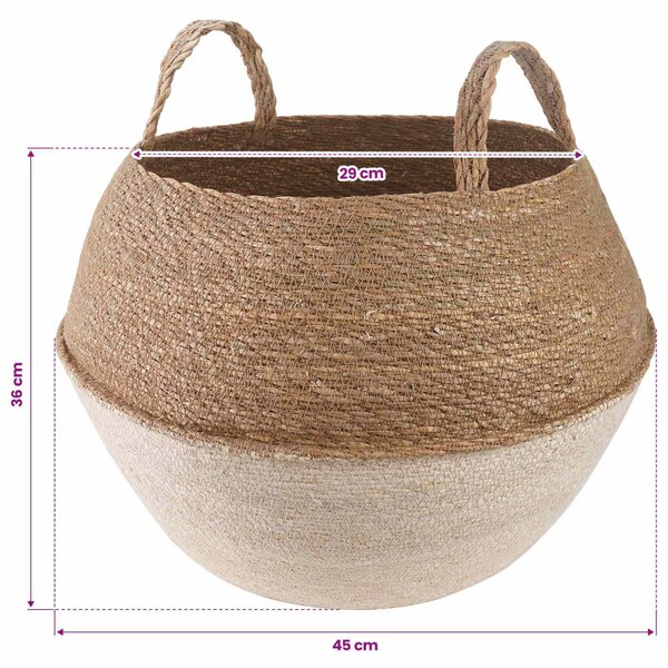 VidaXL Kézi növényedény Fehér Ø 45 x 36 cm 100% Tengeri fű