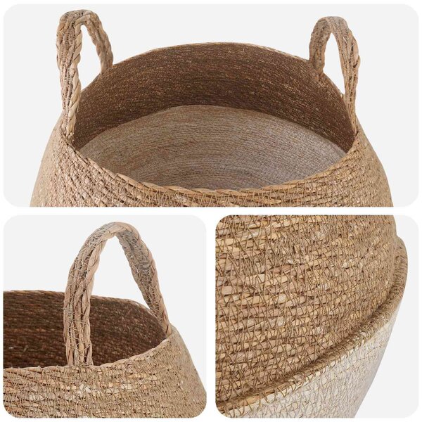 VidaXL Kézi növényedény Fehér Ø 45 x 36 cm 100% Tengeri fű