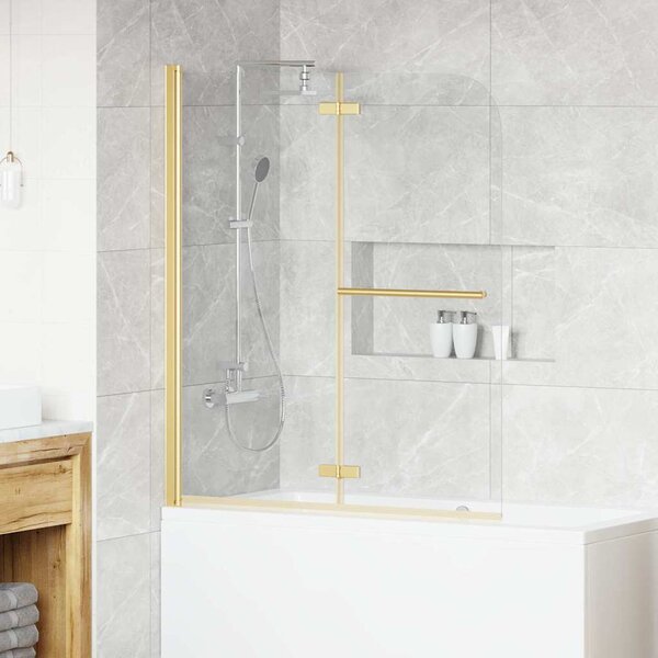 VidaXL Zuhanybeépítés Arany 120 x 140 cm ESG üveg és alumínium