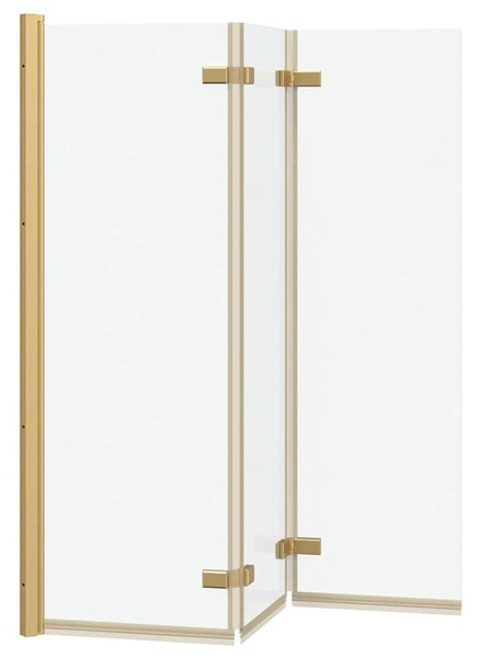 VidaXL Zuhanybeépítés Arany 130 x 138 cm ESG üveg és alumínium