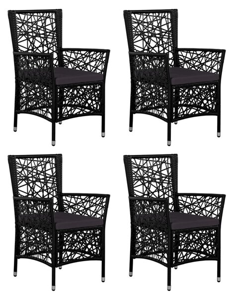 5 részes fekete kültéri polyrattan étkezőgarnitúra