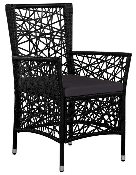 5 részes fekete kültéri polyrattan étkezőgarnitúra