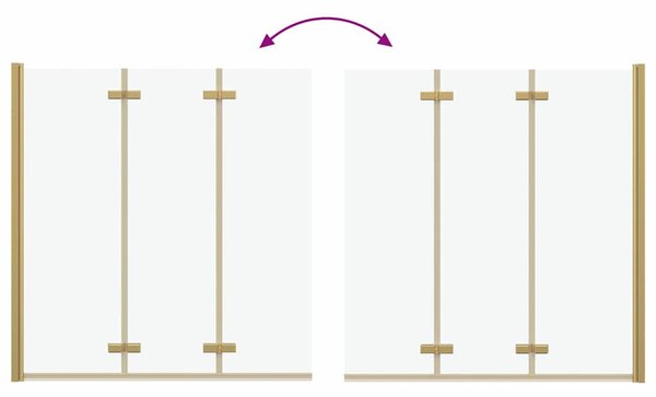 VidaXL Zuhanybeépítés Arany 130 x 138 cm ESG üveg és alumínium