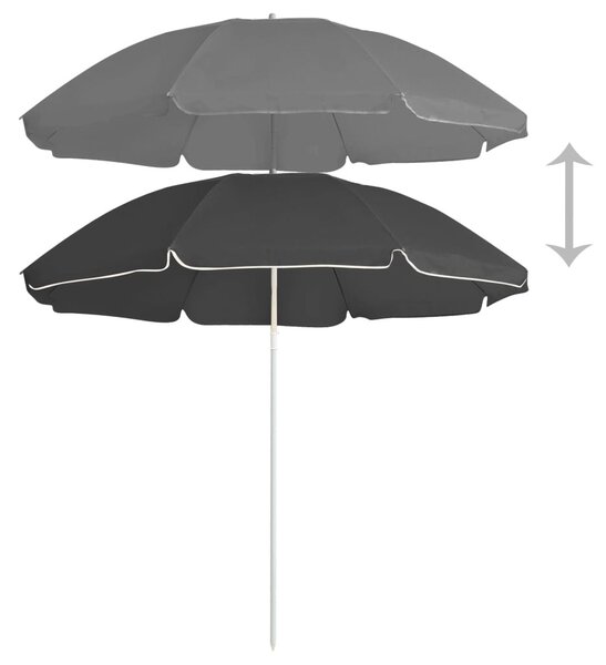 Antracitszürke kültéri napernyő acél rúddal 180 cm