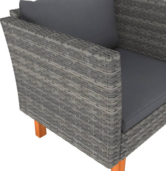 Polyrattan és tömör eukaliptuszfa kerti kanapé