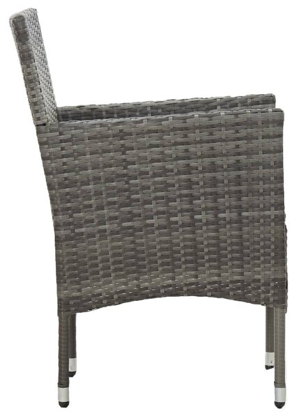2 db szürke kerti polyrattan étkezőszék