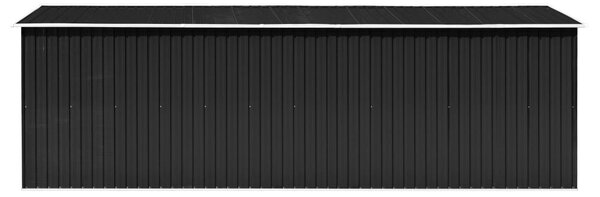 Antracitszürke fém kerti fészer 257 x 580 x 181 cm