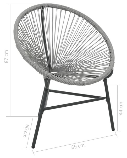 Szürke polyrattan kerti kagylószék