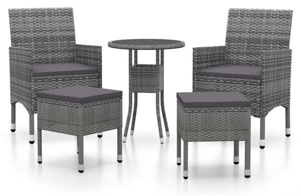 5 részes szürke polyrattan kerti ülőgarnitúra