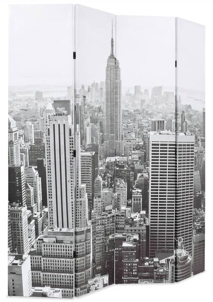 Fekete-fehér New York mintás paraván 160 x 170 cm