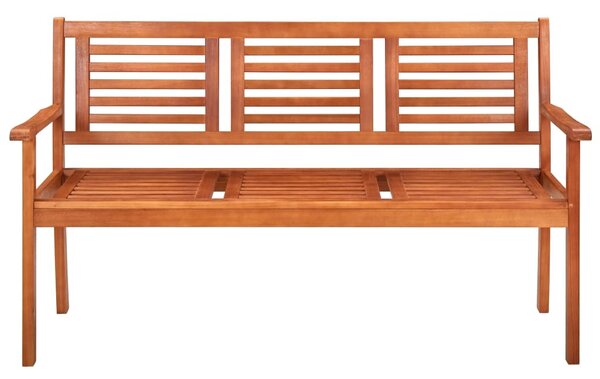 3 személyes tömör eukaliptuszfa kerti pad párnával 150 cm