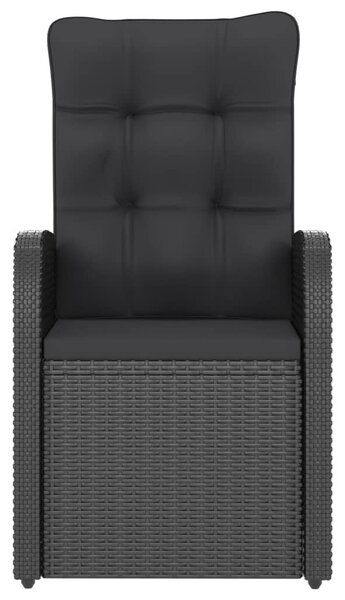 7 részes fekete polyrattan kültéri étkezőszett párnákkal