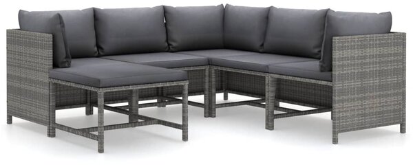 6 részes szürke polyrattan kerti ülőgarnitúra párnákkal