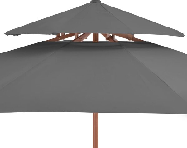 Antracitszürke kétszintes napernyő fa rúddal 270 cm