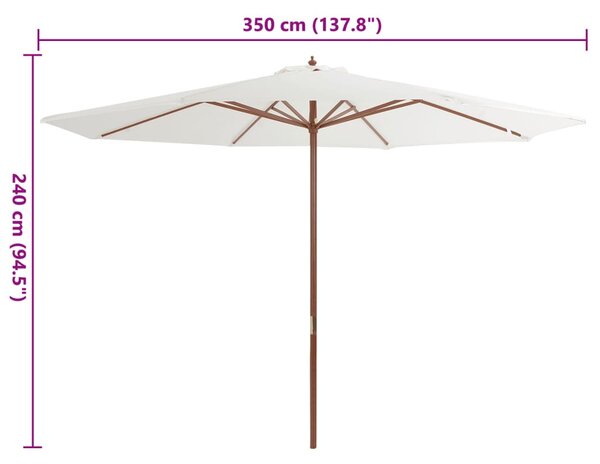 Homokfehér kültéri napernyő farúddal 350 cm
