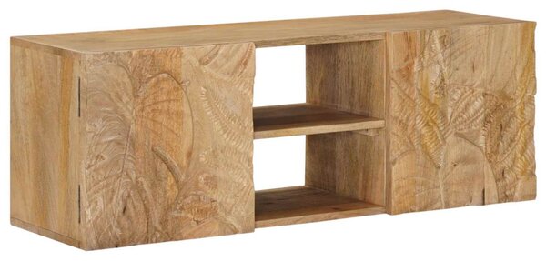Fali TV Szekrény 100 x 30 x 35 cm Tömör Mangófa és Műszaki Fa