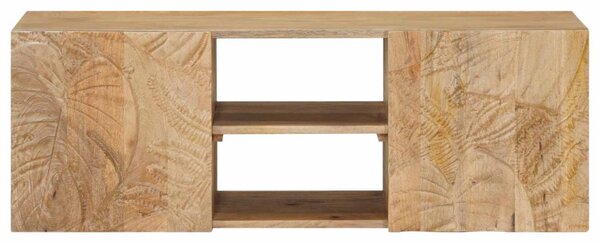 Fali TV Szekrény 100 x 30 x 35 cm Tömör Mangófa és Műszaki Fa