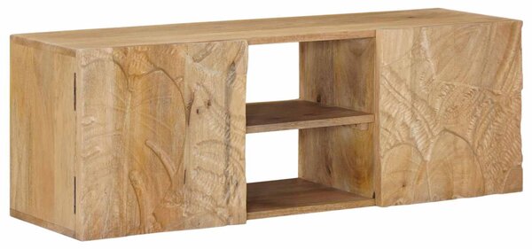 Fali TV Szekrény 100 x 30 x 35 cm Tömör Mangófa és Műszaki Fa