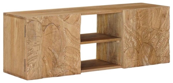 Fali TV Szekrény 100 x 30 x 35 cm Tömör Mangófa és Műszaki Fa