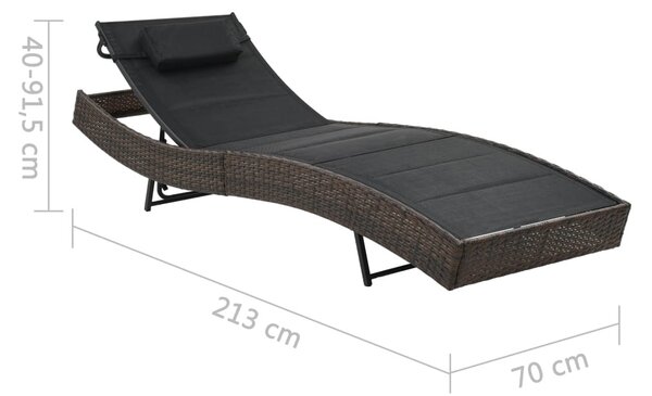 Barna polyrattan és textilén napozóágy