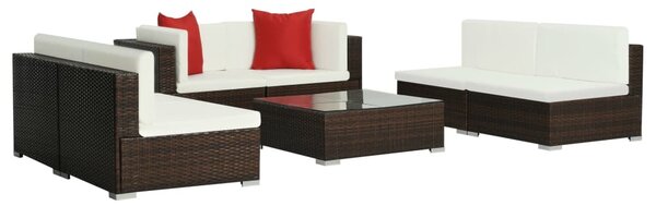 VidaXL 7-részes barna polyrattan kerti bútorszett párnákkal